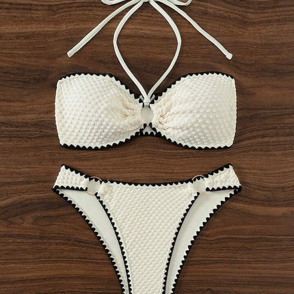 Shell Edge 2025 European and American Cross-Border Export Trendy Halter Strap Sexy Bikini Split Lace Bikini