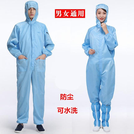 Anti-static jumpsuit with pocket hooded with pocket purification workshop work clothes paint spray clothes blue white dust-free clothes