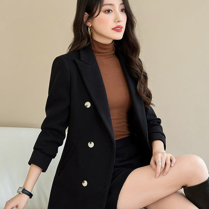 High-end Spring and Autumn Small Suit Jacket Women's Suit Business Wear Temperament Goddess Fan Fashion Dress OL Black Work Clothes