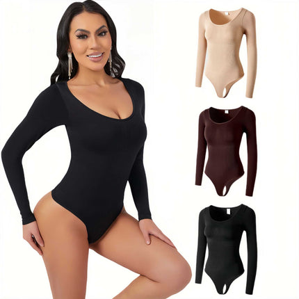 Long-Sleeved Body-Shaping Jumpsuit for Women, Waist-Cinching and Body-Shaping Garment, Seamless Tummy-Tightening and Butt-Lifting Tight-Fitting Base Layer Shapewear