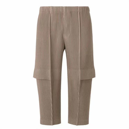 Miyake Clothing Cargo Pants Pleated Men's Army Green Cropped Pants Men's Summer Casual Loose Japanese Style Jf144