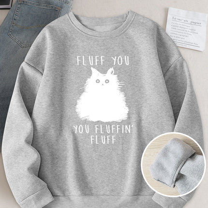 Wish Cross-Border Aliexpress Hot Selling Women's Clothing Amazon Export Simple Line Cat Print Sweatshirt Bottoming Shirt