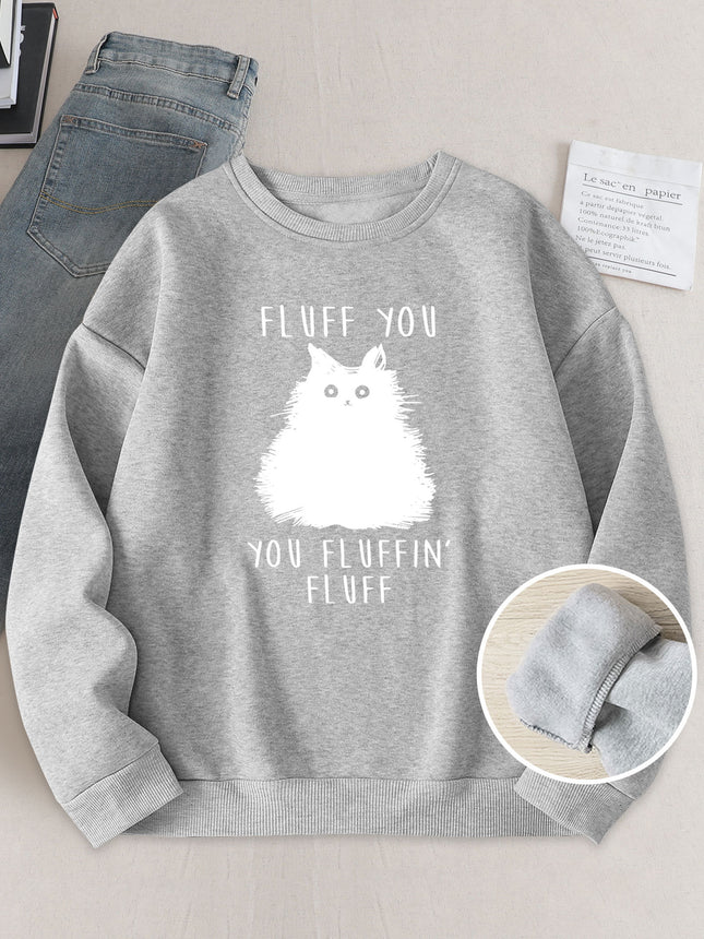 Wish Cross-Border Aliexpress Hot Selling Women's Clothing Amazon Export Simple Line Cat Print Sweatshirt Bottoming Shirt