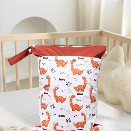 Cross-border in stock Nordic Animal Printing Baby Room Storage Hanging Bag Dry and Wet Separation Double-layer Waterproof Bag Wetbag