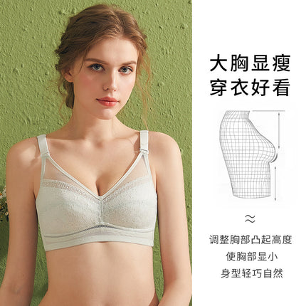Large Chest Small Bra Ultra-thin Underwear Women's Non-rimmed Thin Lace Push-up chubby girl Full Cup plus size Bra