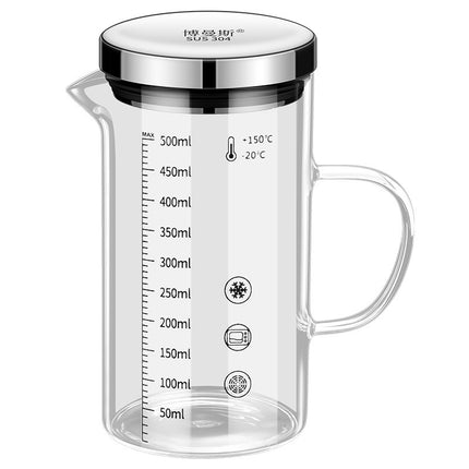 High Borosilicate Glass Scale Milk Cup Household High Temperature Resistant Water Cup with Lid Microwave Soybean Milk Cup Breakfast Cup