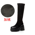 8220-10 black over the knee plus velvet / 38