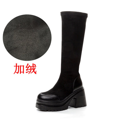 10cm High Elastic Boots for Women, 2026 Autumn New Thick-Soled Sock Boots, Long Boots, Versatile, Height-Enhancing, Slimming Boots