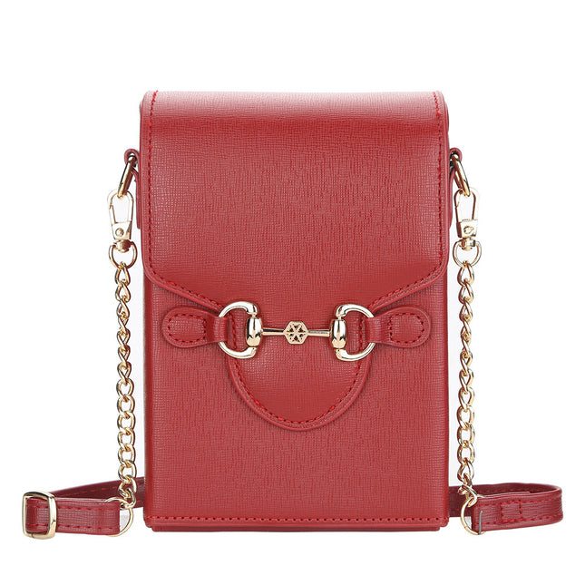 Boiseen new mobile phone bag women's European and American solid color horse buckle large capacity shoulder diagonal women's bag wallet wholesale