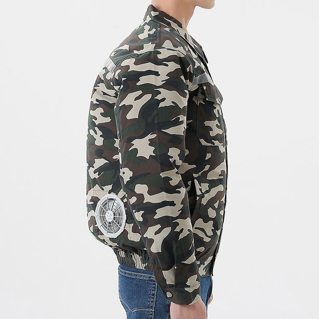 3-Fan Cooling Work Vest Heatstroke Prevention Camouflage Army Green Navy Blue / Gilet Travail 3 Ventilateurs Anti-Chaleur Camouflage Vert Armée Bleu Marine