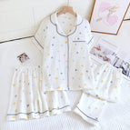Ds28 crepe lapel black and yellow two-heart home three-piece set / M fit around 45-57.5kg