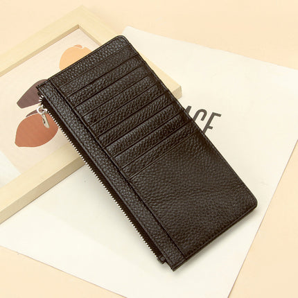 Genuine Leather women's wallet long foreign trade Japanese multi-card card holder first layer cowhide zipper handbag long wallet