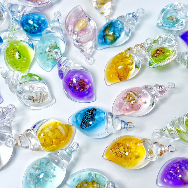 Colorful Luminous Conch DIY Cream Glue Mobile Phone Chain Bag Earrings Pendant Acrylic Jewelry Accessories