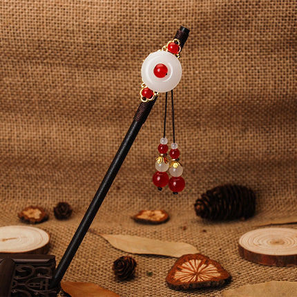 New Year Red Festive Chinese Style Hairpin Palace Style Tassel Walking Hair Hairpin Retro Hanfu Ancient Dress Cheongsam Hair Accessories Women