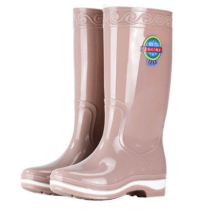 Chili High-Top Rain Boots for Women, Outdoor Fashionable Non-Slip Waterproof Shoes, Long-Tube Thickeneded Wear-Resistant Rain Boots, Labor Protection Warm Water Boots