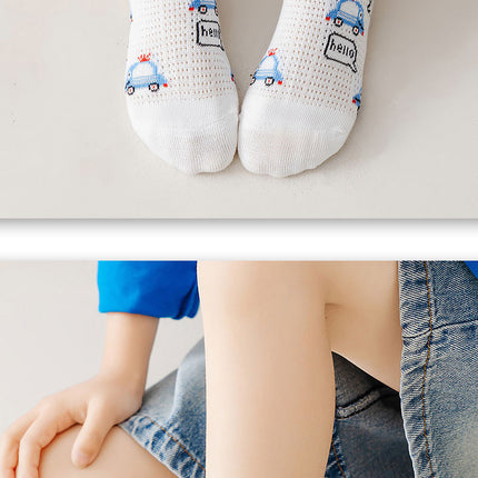 5 Pairs 1 To 12 Years Children's Socks 2025 Spring Summer Baby Boys Girls Cotton Mesh Breathable Thin Soft Cute Socks Kids Socks