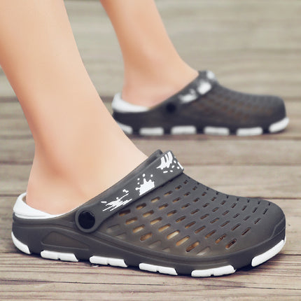 Summer Hollow Men's Clogs, Breathable Two-Wear Toe-Toe Sandals, Seaside Travel Slip-On Beach Shoes, Drop Shipping