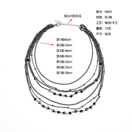 Multi-Layer Trendyy Versatile Inlaid with Rhinestones Autumn and Winter Personalized Accessories Sweater Chain Daily Wear Necklace Jewelry Clavicle Chain