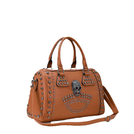 Pillow bag punk women's bag 2023 new Rivet casual soft leather skull women's bag large capacity portable messenger bag