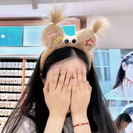 Trendy Quirky Hair Clip with Fluffy Hairband for Girls, Creative Versatile Face-Washing Hair Accessory