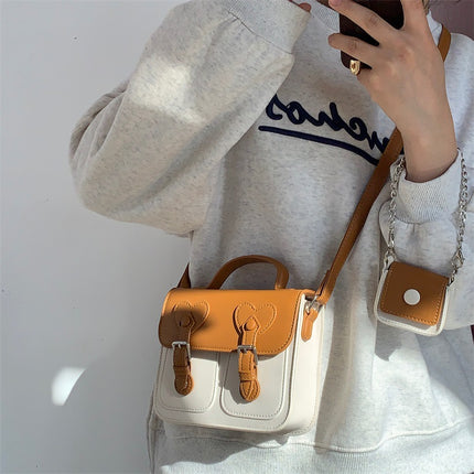 Bag Women's Crossbody Small Square Bag 2023 New Cream Cute Cambridge Bag ins Style High-Level Coloring Shoulder Bag