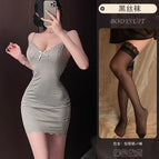 Gray + black stockings / S