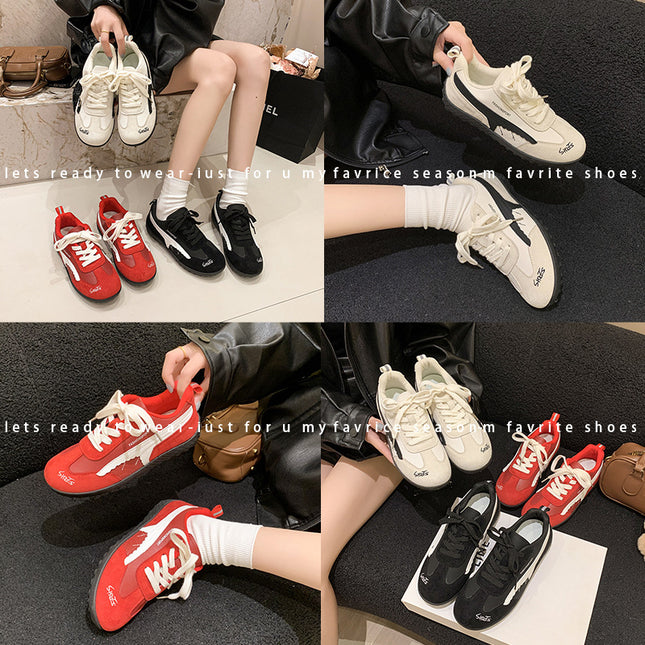 Retro Agan Training Shoes Women's 2025 Autum New Color Matching Casual Versatile Sports Shoes Flats Breathable Sneakers