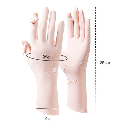 Summer Sun Protection Gloves Women's Outdoor Riding Driving UV Protection Ice Silk Gloves Touch Screen Internet Popular Gloves
