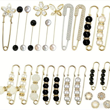 Imitation Pearl Pin suit Pants Waist Tight Artifact Pin Fixed Clothes Waist Change Small Artifact Anti-running Light Accessories