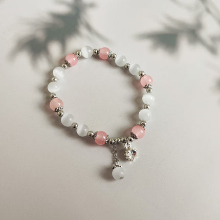 Bracelet Jewelry Cat's Eye Stone Crystal Butterfly Women's Bracelet Imitation Gray Moonlight Versatile Stylish Trendy Student Gift Starry