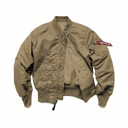 American Style Thickened Baseball Suit Autumn and Winter Army Green MA-1 Bomber Jacket plus size Vertical Collar Tooling Jacket for Men