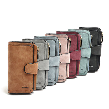 Cross-Border Large-Capacity Long Women's Frosted Pu Multi-Purpose Women's Wallet Clutch Bag Card Holder Women's High-End
