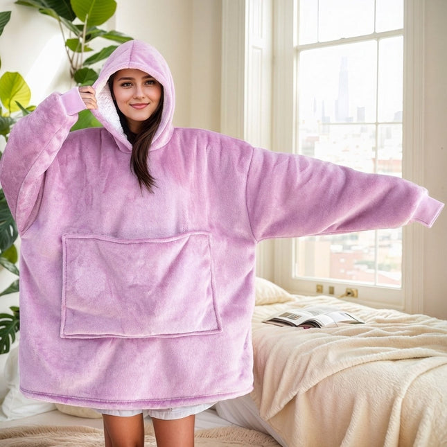 Hooded Blanket Hoodie Blanket Cross-Border Flannel Thickened Lamb Fleece Robe Fleece Pullover Tv Blanket