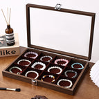 Walnut interior wine red jewelry box [12 compartments]