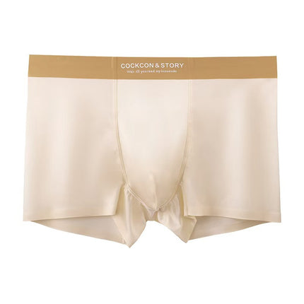 2025 New Men's Underwear Ice Silk Antibacterial Silky Brocade Satin Extended Anti-Wear Leg Sports Boys' Boxer Briefs