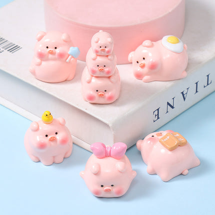 Resin stereo cartoon pig diy jewelry accessories car micro landscape ornaments keychain blind bag handmade materials