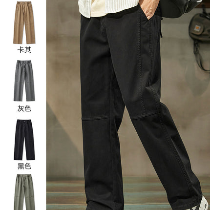 Cotton High-Quality Washed Fabric Floor-Length Pants 2025 New Men's Drapedy American High Street Loose Straight Casual Pants