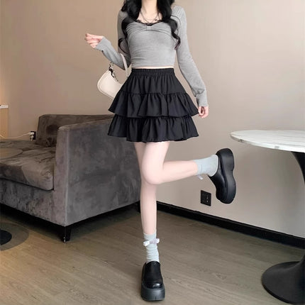 Plus-Size A-Line High-Waisted Cake Skirt for Women, Pear-Shaped Figure Slimming White Half Skirt, Summer Puff Short Skirt