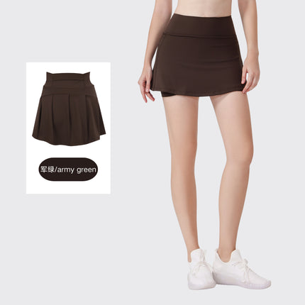 [in Stock] Ld Yoga Spring/Summer Short Skirt Anti-Exposure Fitness High-Waisted Sports Quick-Dry Training Tennis Pleated Skirt