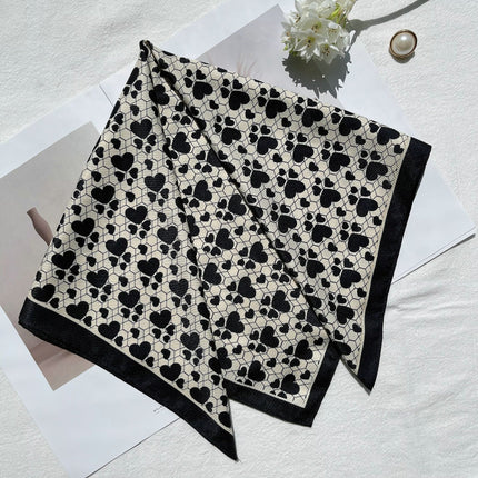 53 Spring and Autumn Korean-style Lightweight Green Checkerboard Double-layer Flat Horned Scarf Scarf Women's Hair Tie Bag