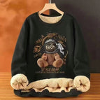 Round neck lambswool sweater-Black-helmet bear / M