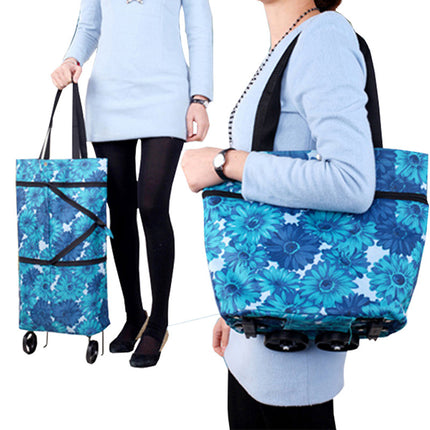 Factory Direct Supply Printed Oxford Cloth Foldable Shopping Bag Household Handbag with Tug