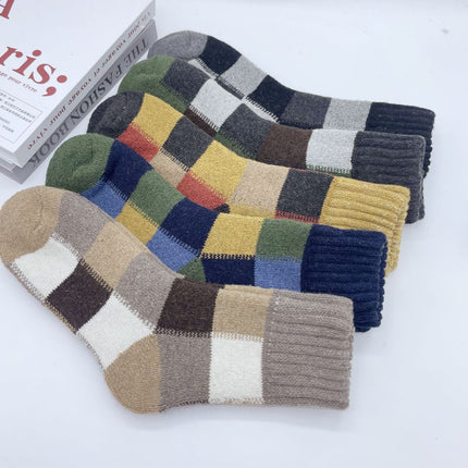 5-10 pairs of retro thick line socks men's stockings autumn and winter warm thickened men's ethnic totem socks winter