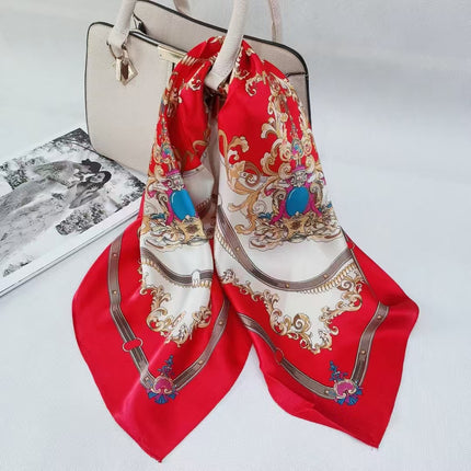 Suzhou Silk Women's Scarf 100% Mulberry Silk Scarf Large and Small Square Scarf Neckerchief Shawl with Printed Design