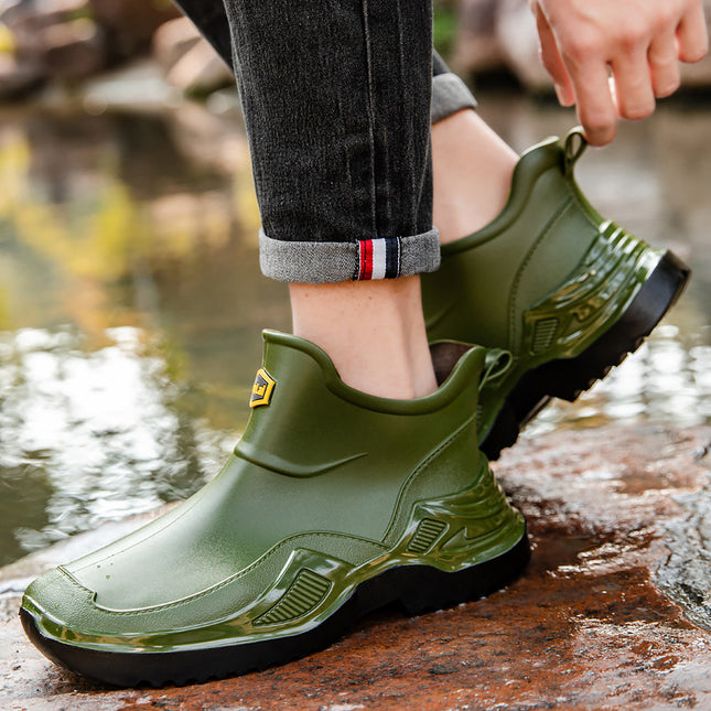 Cross-Border Rain Boots for Men, Fashionable and Wear-Resistant Outer Wear, Short-Tube Waterproof Boots, Car Washing, Outdoor Climbing and Fishing, Thickened Water Shoes and Rubber Shoes