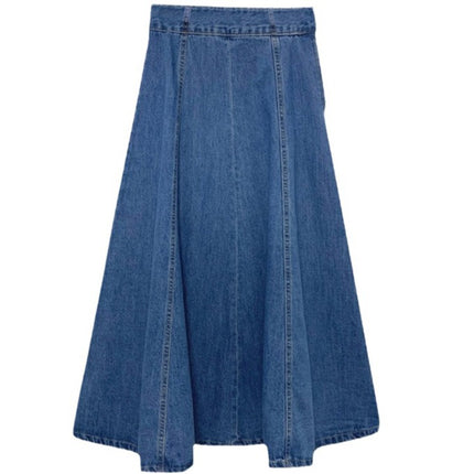 Denim Mid-length Skirt Women's Spring and Autumn High Waist 200 Jin Mid-length Skirt Student Korean-style ins Large Size Loose Denim Skirt