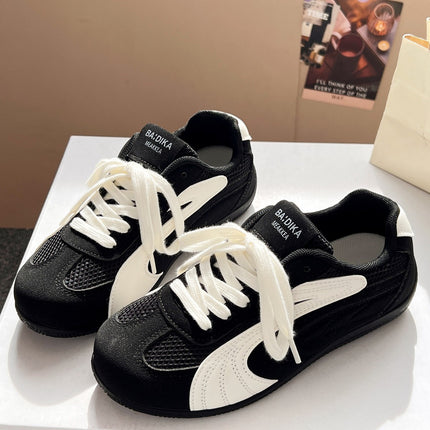 Summer Women's Shoes Black Shoes Women's Mesh Breathable Thin-Soled Moral Training Shoes with Skirts Racing Shoes Casual Sports Sneakers