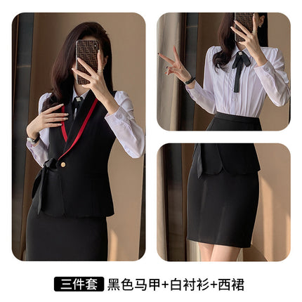 Professional suit women's waistcoat workwear hotel front desk strap vest jewelry store beautician work clothes temperament suit