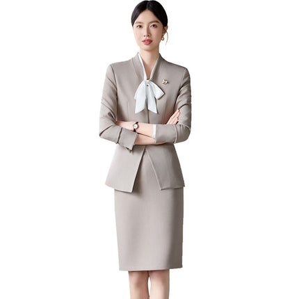 High-End Spring & Fall Hotel Front Desk Professional Wear Long-Sleeved Sales Department Reception 4S Store Sales Consultant Fashion Suit Suit
