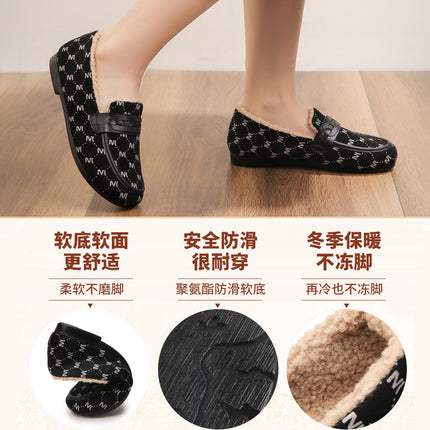 Old Beijing cloth shoes mother shoes winter shoes non-slip middle-aged elderly warm middle-aged fleece-lined women's new comfortable